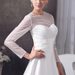 A-Line Wedding Dresses Jewel Neck Court Train Satin Tulle Length Sleeve Illusion Sleeve with