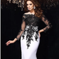 Wedding Dresses Bateau Neck Lace Tulle Lace Over Satin Long Sleeve Sexy Black Illusion Sleeve