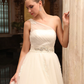 Princess A-Line Wedding Dresses One Shoulder Court Train Satin Tulle Sleeveless Long