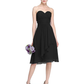 A-Line Sweetheart Neckline Knee Length Chiffon Bridesmaid Dress with Criss Cross Ruched Draping Open Back Pure Color