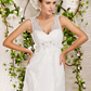 Wedding Dresses V Neck Chapel Train Lace Sleeveless Long Pure Color