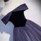 Sparkling Purple Gradient Tulle Off Shoulder A-line Purple Evening Dress Prom Dress Elegant