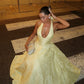 Yellow A-Line Halter Satin Long Party Dress Evening Dress Sexy Party Dress Formal Dress