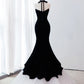 Mermaid Velvet Black Long Prom Dress Formal Dress Off Shoulder Evening Dress