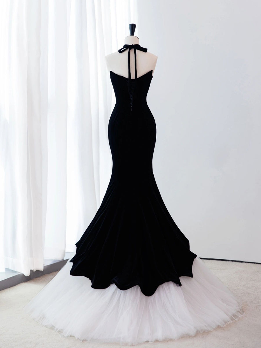 Mermaid Velvet Black Long Prom Dress Formal Dress Off Shoulder Evening Dress