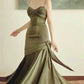 Wine Red Satin Sweetheart Straps Prom Dress Wine Red Long Evening Dress Party Dress