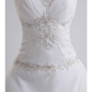 A-Line Wedding Dresses Strapless Court Train Organza Satin Strapless with Pick Up Skirt Ruched