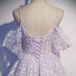 Purple tulle A line long prom dress formal dress With Flowers december wedding guest dress