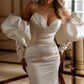 Elegant Long Sleeves Court Train Satin Wedding Dresses Off Shoulder Floor Length Elegant Sexy