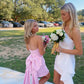 Lovely Pink Sweetheart Bow Sheath Homecoming Dress Off Shoulder Short Party Dress