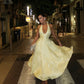 Yellow A-Line Halter Satin Long Party Dress Evening Dress Sexy Party Dress Formal Dress