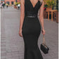 Black Dress Party Dress Cocktail Dress Ruched Crew Neck Sleeveless Midi Dress Birthday Vacation Black