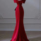 Red Off Shoulder Straps Mermaid Long Prom Dress Evening Gown Elegant Formal Dress