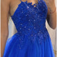 A-Line Prom Dresses Princess Dress Formal Floor Length Sleeveless Sweetheart Detachable Tulle Backless with Pleats Beading Appliques Beautiful