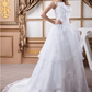 A-Line Wedding Dresses One Shoulder Court Train Lace Organza Satin Spaghetti Strap with Ruched Lace Insert Cascading