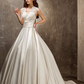 A-Line Wedding Dresses Queen Anne Lace Satin Sleeveless See-Through with Sash Ribbon Beading
