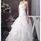 A-Line Wedding Dresses Sweetheart Neckline Floor Length Lace Organza Satin Strapless with Ruched Appliques Cascading