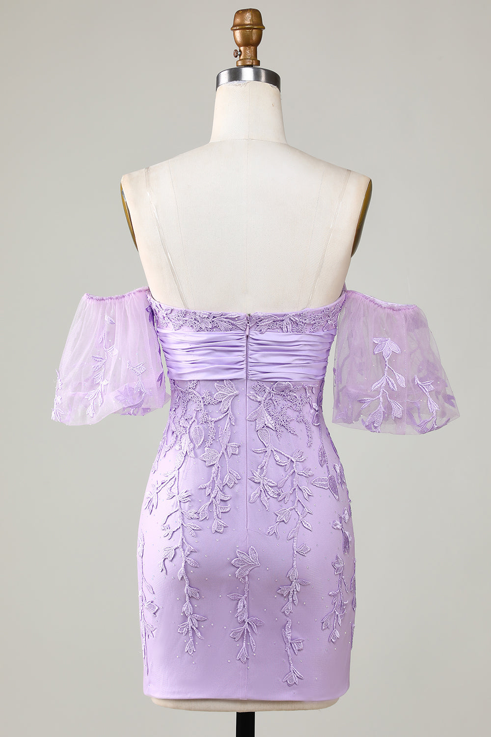 Lavender Off The Shoulder Tight Homecoming Dress With Bowknot Short