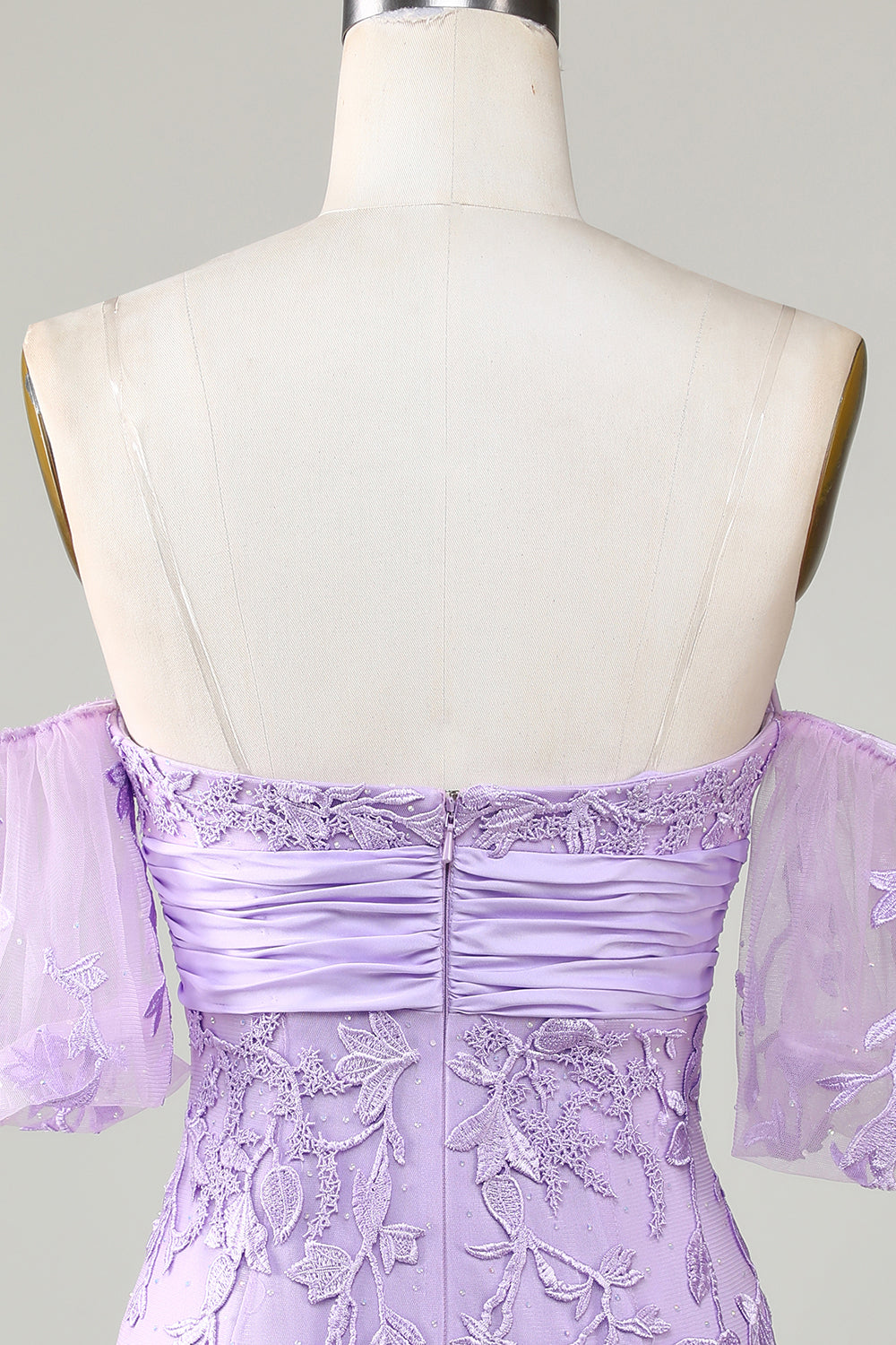Lavender Off The Shoulder Tight Homecoming Dress With Bowknot Short