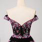Sparkly Black Pink A-Line Corset Tiered Short Homecoming Dress Sexy