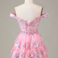 Sparkly Black Pink A-Line Corset Tiered Short Homecoming Dress Sexy
