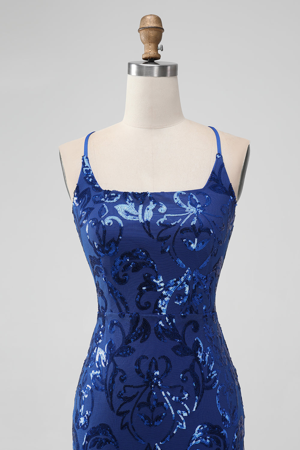 Royal Blue Bodycon Sequins Short Homecoming Dress with Lace-up Back Sparkly 