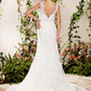 Wedding Dresses V Neck Chapel Train Lace Sleeveless Long Pure Color