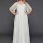 A-Line Wedding Dresses Illusion Neck Jewel Neck Floor Length Lace Tulle Half Sleeve Formal Boho Little White Dress See-Through with Beading Lace