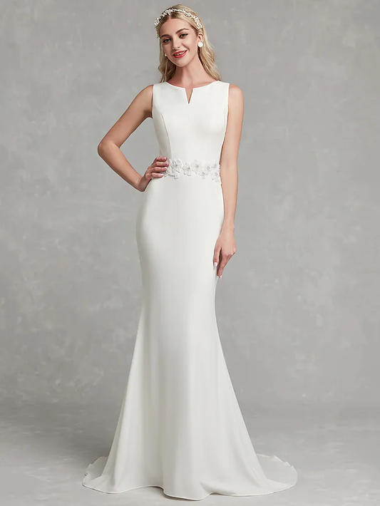 Wedding Dresses V Neck Satin Regular Straps Simple Plus Size with Appliques Long