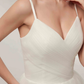 A-Line Wedding Dresses V Neck Asymmetrical Tulle Spaghetti Strap Simple Casual Little White Dress