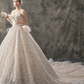 Princess Ball Gown Wedding Dresses Strapless Chapel Train Lace Tulle Sequined Sleeveless Formal Luxurious Sparkle & Shine with Bow(s)