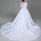 Ball Gown Wedding Dresses Scoop Neck Satin Long Sleeve Simple Vintage See-Through with Beading