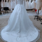 A-Line Wedding Dresses Jewel Neck Court Train Lace Tulle Long Sleeve Formal Romantic Luxurious with Appliques Cascading