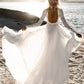 A-Line/Princess Scoop Floor-Length Wedding Dress Open Back