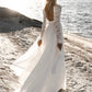 A-Line/Princess Scoop Floor-Length Wedding Dress Open Back