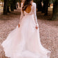 A-Line/Princess Scoop Floor-Length Wedding Dress Open Back