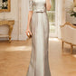 Sheath/column hallucination collar to floor length mother of the bride dress Beautiful