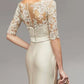 Sheath/column hallucination collar to floor length mother of the bride dress Beautiful