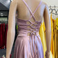 A-Line Spaghetti Straps Simple Long Prom Dress Pure Color