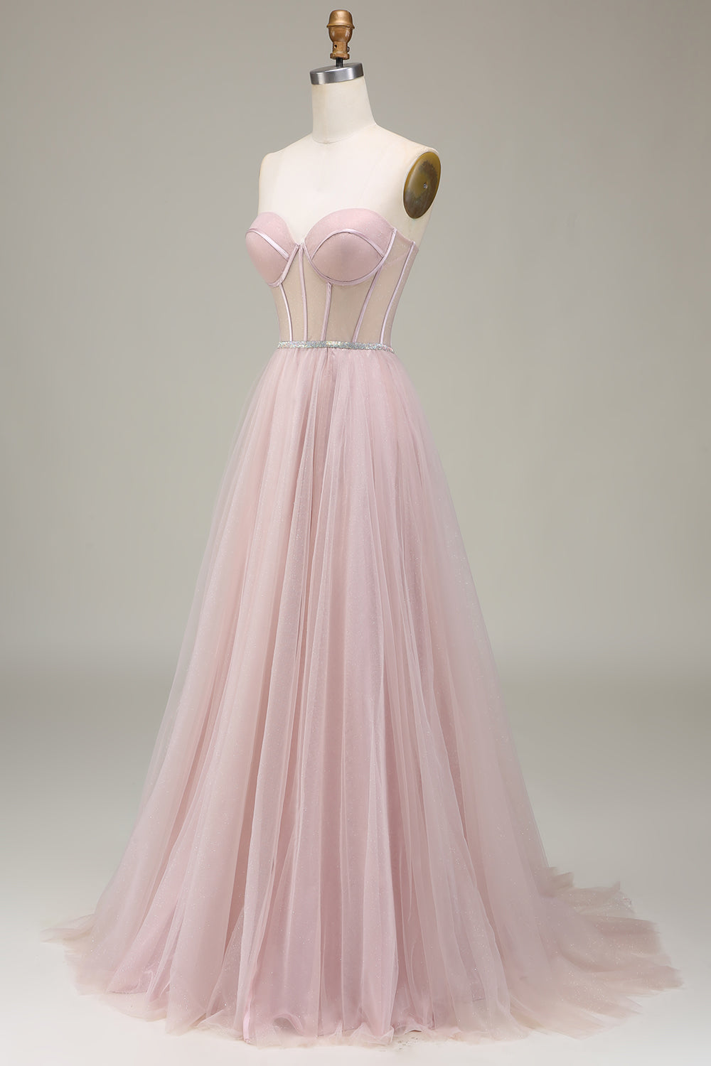 Tulle Sweetheart Light Pink Prom Dress with Corset Off Shoulder Sexy