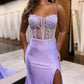 Mermaid Top Spaghetti Straps Long Prom Dress With Slit Sexy