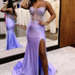 Mermaid Top Spaghetti Straps Long Prom Dress With Slit Sexy