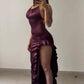 Lovely Sheath Sleeveless Satin Formal Prom Dress With Slit Simple Party Evening Gown Cute Graduation Dress