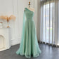 Luxury One Shoulder Tulle Beaded Slit Prom Dress with Cape Sparkly Evening Dresses