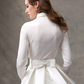 Ball Gown Wedding Dresses High Neck Satin Long Sleeve Glamorous Sparkle & Shine with Bowknot Sash Ribbon