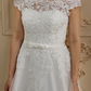 Ball Gown Wedding Dresses Off Shoulder Court Train Lace Tulle Cap Sleeve Country Glamorous See-Through Plus Size Backless with Sashes Ribbons Bow(s)