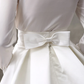 Ball Gown Wedding Dresses High Neck Satin Long Sleeve Glamorous Sparkle & Shine with Bowknot Sash Ribbon