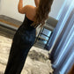 Mermaid Strapless Sequins With Slit Sweep Train Prom Dresses Sexy Evening Dresses