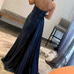 Mermaid Sweetheart Satin Split Prom Dresses with Attached Train Off Shoulder Evening Dress