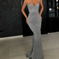 Mermaid V Neck Spaghetti Straps Sequin Black Sparkle Prom Dresses Sexy Evening Dresses
